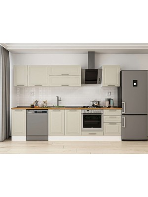 Alvinka 300X210 cm Klasik Mebran Mutfak Dolabı M-E90S40S50-2 Kumtaşı - Suntalam