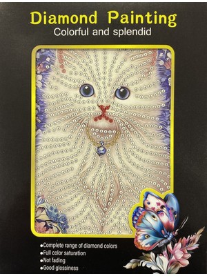 Elegantshop 5d Yapışan Boncuk Goblen Mozaik Tablo Pano 15*20 cm Ev Kedisi