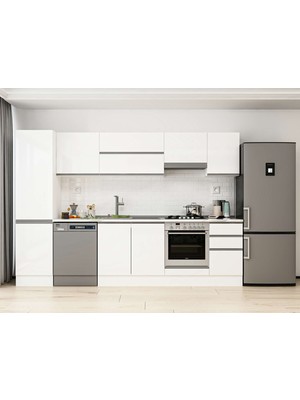 Alvinka 305X210 cm High Gloss Mutfak Dolabı MB-E90B50S45-1 Beyaz - Mdf