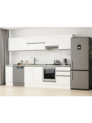 Alvinka 300X210 cm High Gloss Mutfak Dolabı M-E80S40S60-1 Beyaz - Suntalam