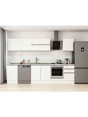 Alvinka 300X210 cm High Gloss Mutfak Dolabı M-E80S50S50-2 Beyaz - Suntalam
