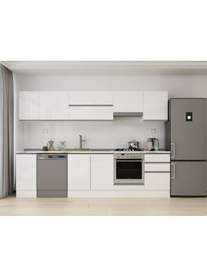 Alvinka 300X210 cm High Gloss Mutfak Dolabı M-E90S40S50-1 Beyaz - Mdf