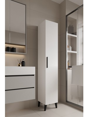 Aymobsan Mundo Tek Kapılı Banyo Dolabı Çok Amaçlı Dolap - Beyaz