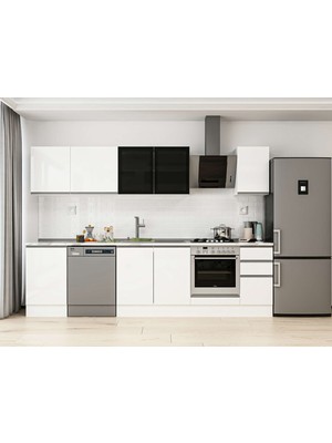 Alvinka 300X210 cm High Gloss Mutfak Dolabı M-E90S50S40-3 Beyaz - Mdf