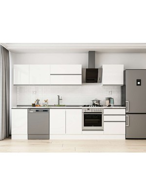 Alvinka 305X210 cm High Gloss Mutfak Dolabı M-E80S45S60-2 Beyaz - Suntalam