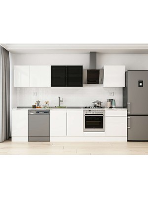 Alvinka 305X210 cm High Gloss Mutfak Dolabı M-E80S45S60-3 Beyaz - Suntalam