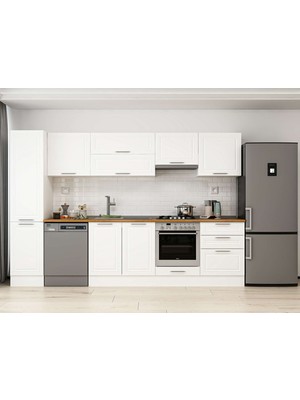 Alvinka 305X210 cm Klasik Mebran Mutfak Dolabı MB-E80B45S60-1 Beyaz - Mdf