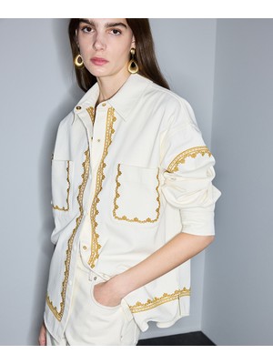 İpekyol Kontrast nakışlı gömlek ceket IS1260025126018