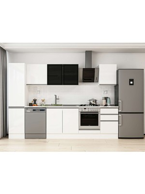 Alvinka 305X210 cm High Gloss Mutfak Dolabı MB-E90B45S50-3 Beyaz - Suntalam