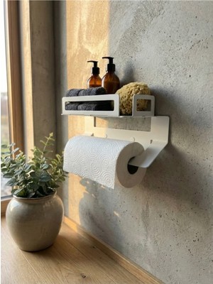 Mee Wall Art Paslanamaz Metal Duvar Tipi Çok Amaçlı Banyo Rafı ve Kağıt Havluluk