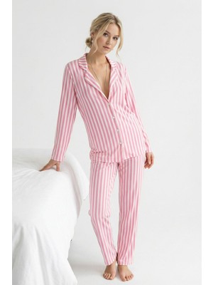 Rays 4542 Çizgili Pijama Takımı Pembe