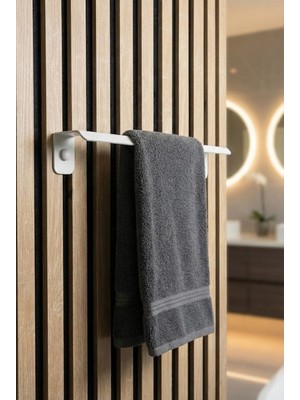 Mee Wall Art Havlu Askısı | Beyaz Metal Duvar Havluluğu | Vidalı Havlu Askısı | Modern Banyo Aksesuarı