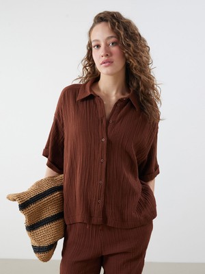 Lc Waikiki Yeni Sezon Dokulu Oversize Kadın Gömlek