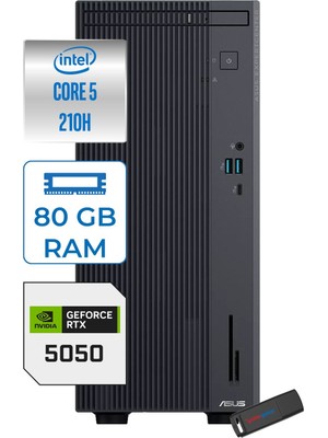 Asus Expertcenter P500MV Intel® Core™ Ultra 5 210H 4.8ghz Aı 80GB Ddr5 4tb SSD 8GB/RTX5050 WIN11HOME Mini Tower Masaüstü Bilgisayar C52108512B0D27H30+ZETTAUSBBELLEK