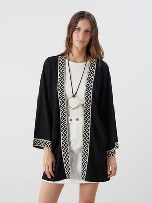 Lc Waikiki Yeni Sezon Şal Yaka Desenli Oversize Kadın Hırka