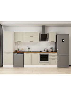 Alvinka 305X210 cm Klasik Mebran Mutfak Dolabı MB-E80B60S45-2 Kumtaşı - Suntalam