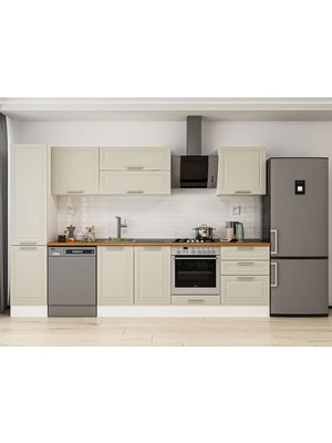 Alvinka 305X210 cm Klasik Mebran Mutfak Dolabı MB-E80B45S60-2 Kumtaşı - Suntalam