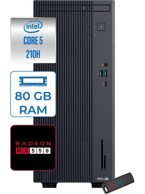 Asus Expertcenter P500MV Intel® Core™ Ultra 5 210H 4.8ghz Aı 80GB Ddr5 2tb SSD 4GB/RX550  WIN11PRO Mini Tower Masaüstü Bilgisayar C52108512B0D21P29+ZETTAUSBBELLEK