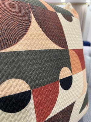 Nivemes Home Nıvemeshome Geometrik Yeşil- Kahve  Desenli 45X45 Dolgulu Kırlent Kılıfı