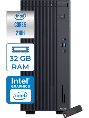 Asus Expertcenter P500MV Intel® Core™ Ultra 5 210H 4.8ghz Aı 32GB Ddr5 2tb SSD Intel® Intel® Graphics Freedos Mini Tower Masaüstü Bilgisayar C52108512B0DF14+ZETTAUSBBELLEK