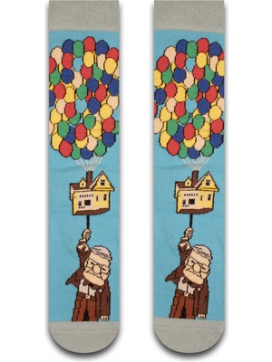 Neşeli Çoraplar Yukarı Bak Renkli Unisex Çorap