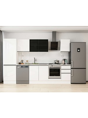 Alvinka 305X210 cm High Gloss Mutfak Dolabı MB-E80B60S45-3 Beyaz - Mdf