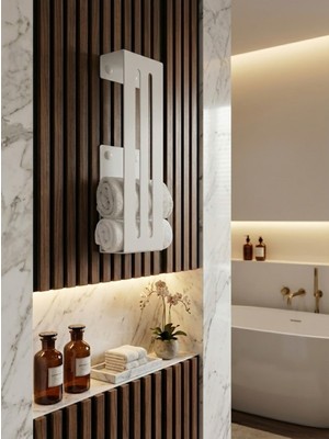 Mee Wall Art Dikey Metal Havlu Düzenleyici | Paslanmaz Metal Vidalı Çoklu Havluluk – Modern Banyo Aksesuarı