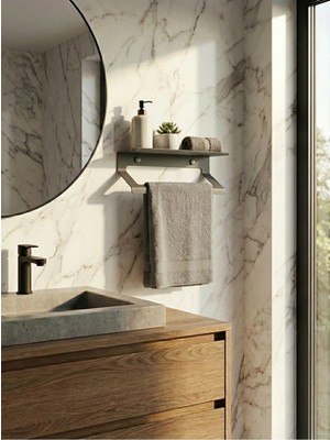 Mee Wall Art Raflı Paslanmaz Metal Havluluk & Çok Amaçlı Duvar Askısı – 2 mm Elektrostatik Boyalı