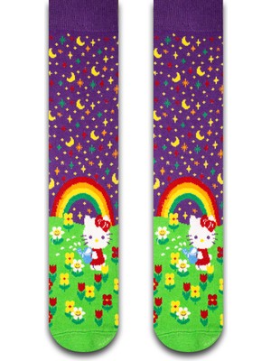 Neşeli Çoraplar Hello Kitty Gökkuşağı Unisex Çorap