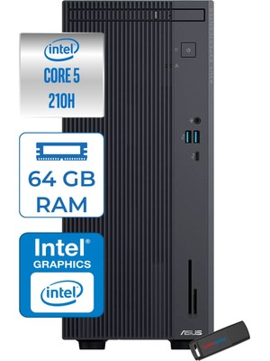 Asus Expertcenter P500MV Intel® Core™ Ultra 5 210H 4.8ghz Aı 64GB Ddr5 1tb SSD Intel® Intel® Graphics WIN11PRO Mini Tower Masaüstü Bilgisayar C52108512B0DP23+ZETTAUSBBELLEK