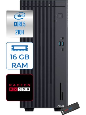 Asus Expertcenter P500MV Intel® Core™ Ultra 5 210H 4.8ghz Aı 16GB Ddr5 256GB SSD 4GB/RX550  WIN11PRO Mini Tower Masaüstü Bilgisayar C52108512B0D21P01+ZETTAUSBBELLEK