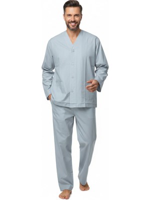 Oppland Erkek Pijama Takımı %100 Pamuk Kumaş Retro Model Cepli Rahat Tam Kalıp