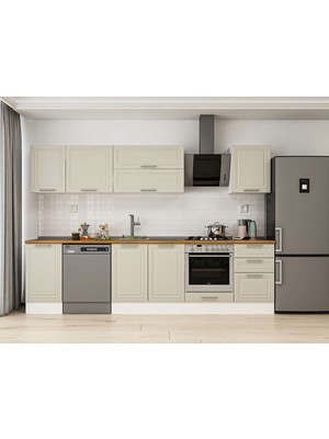 Alvinka 295X210 cm Klasik Mebran Mutfak Dolabı M-E80S45S50-2 Kumtaşı - Suntalam