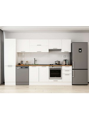 Alvinka 295X210 cm Klasik Mebran Mutfak Dolabı MB-E80B50S45-1 Beyaz - Suntalam