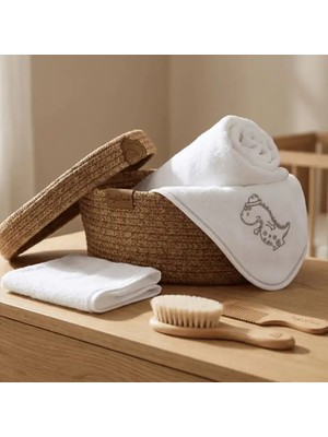 Tiny Lamb Dino Cozy Care Banyo Seti | Kare Kundak - Kese - Fırça - Tarak ve Sepet
