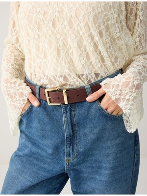 Jimmy Key Kahverengi Deri Görünümlü Süet Kemer