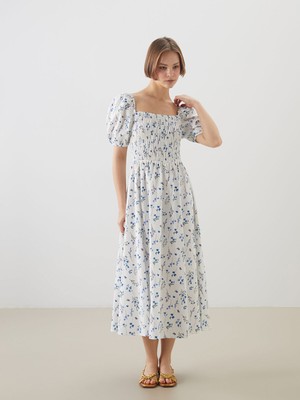 Lc Waikiki Yeni Sezon Kare Yaka Çiçekli Poplin Elbise