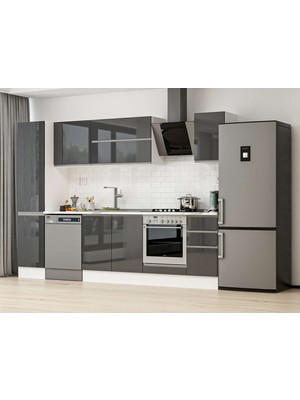 Alvinka 295X210 cm High Gloss Mutfak Dolabı MB-E90B45S40-2 Antrasit - Mdf