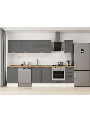 Alvinka 290X210 cm Klasik Mebran Mutfak Dolabı M-E80S50S40-2 Antrasit - Mdf