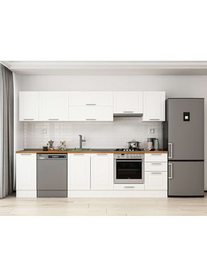 Alvinka 295X210 cm Klasik Mebran Mutfak Dolabı M-E90S40S45-1 Beyaz - Suntalam