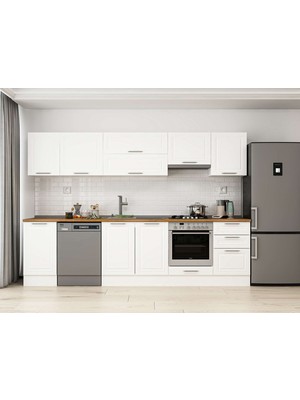 Alvinka 295X210 cm Klasik Mebran Mutfak Dolabı M-E80S45S50-1 Beyaz - Suntalam