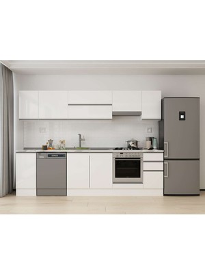 Alvinka 290X210 cm High Gloss Mutfak Dolabı M-E90S40S40-1 Beyaz - Mdf