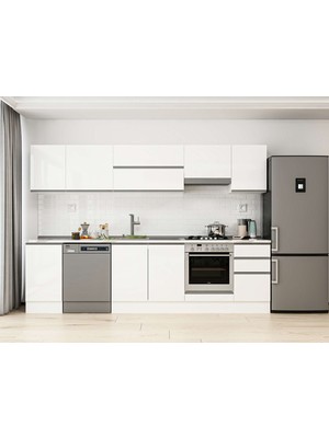 Alvinka 290X210 cm High Gloss Mutfak Dolabı M-E80S45S45-1 Beyaz - Suntalam