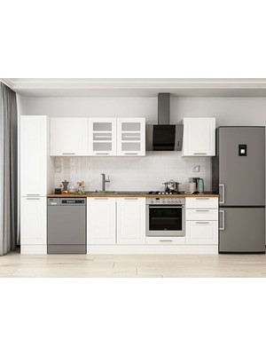 Alvinka 290X210 cm Klasik Mebran Mutfak Dolabı MB-E80B40S50-3 Beyaz - Suntalam