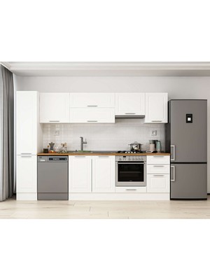 Alvinka 295X210 cm Klasik Mebran Mutfak Dolabı MB-E90B40S45-1 Beyaz - Suntalam