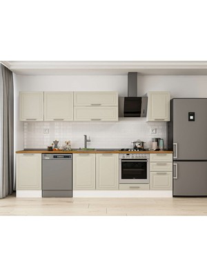 Alvinka 295X210 cm Klasik Mebran Mutfak Dolabı M-E80S50S45-2 Kumtaşı - Suntalam