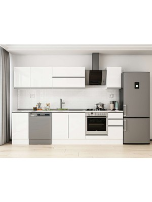 Alvinka 285X210 cm High Gloss Mutfak Dolabı M-E80S45S40-2 Beyaz - Mdf