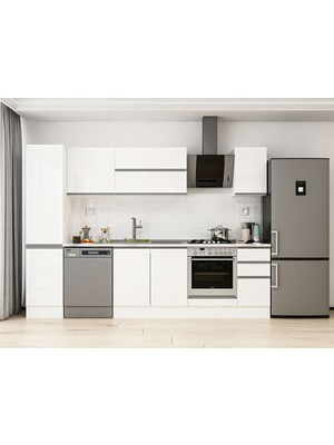 Alvinka 285X210 cm High Gloss Mutfak Dolabı MB-E80B45S40-2 Beyaz - Suntalam