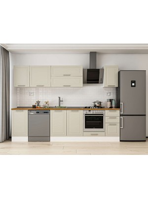 Alvinka 285X210 cm Klasik Mebran Mutfak Dolabı M-E80S45S40-2 Kumtaşı - Suntalam