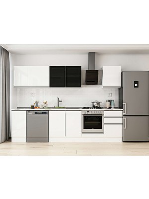 Alvinka 290X210 cm High Gloss Mutfak Dolabı M-E80S40S50-3 Beyaz - Suntalam
